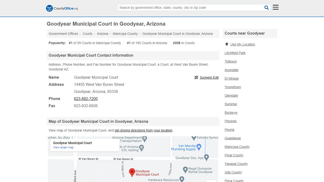 Goodyear Municipal Court in Goodyear, Arizona - County Office